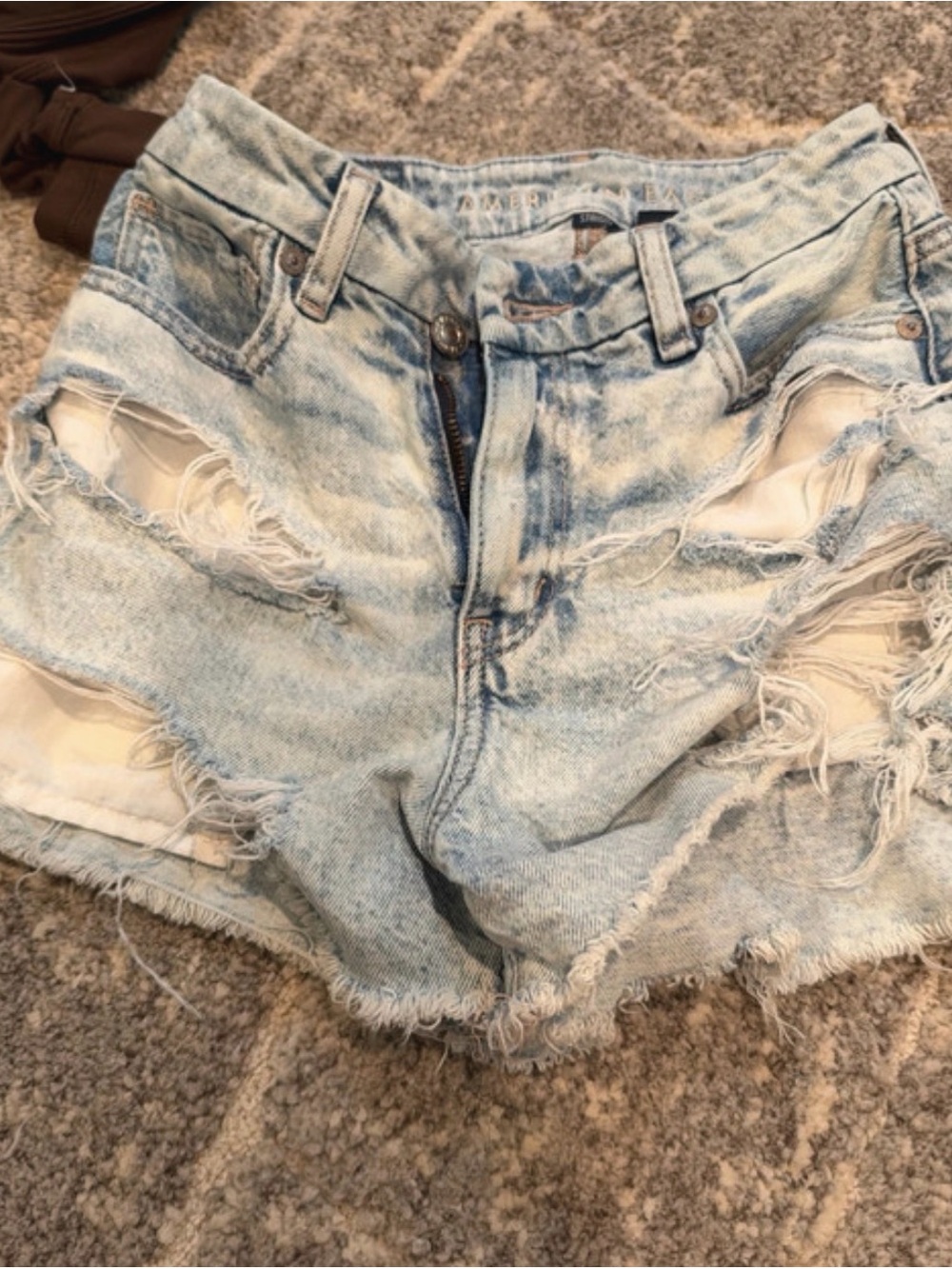 American Eagle Outfitters Light Wash Distressed Denim Shorts